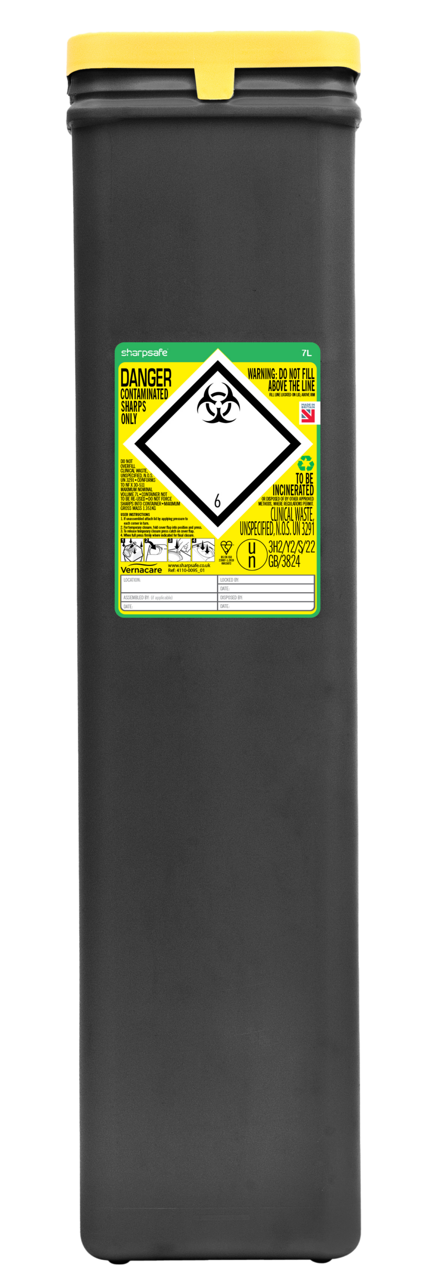 Sharpsafe-riskijäteastia, 7,5 l, Quiver-malli