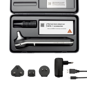 HEINE BETA X ‑otoskooppi, 3×, USB‑C, kova kotelo