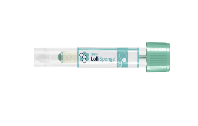 Lollisponge™ sylkinäytteenottotikku putkessa